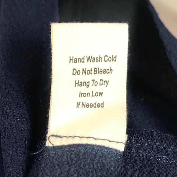 Blue Lace Top Womens Blouse Teardrop Neck Size L - Picture 6 of 6